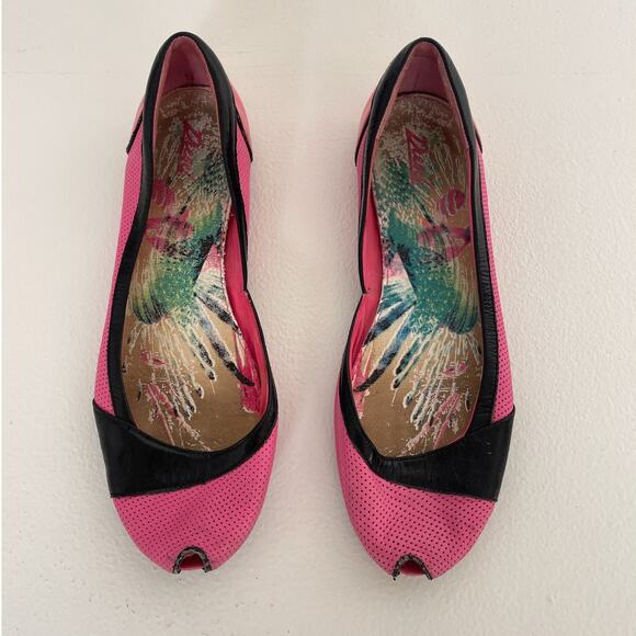 Vintage Y2K Diesel Pink Peep Toe Flats / US 9 / Indie Sleaze Euro Shoes / READ - Picture 2 of 11